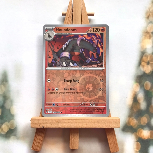 Thẻ hình Pokemon Houndoom 034/198 - Lá bài lẻ Scarlet & Violet Base Set Common Reverse Holo tiếng Anh chính hãng ảnh 2
