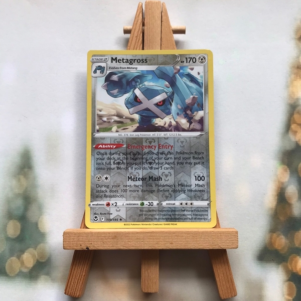 Thẻ hình Pokemon Metagross 119/195 - Lá bài lẻ Sword & Shield Silver Tempest Holo Rare Reverse Holo tiếng Anh chính hãng