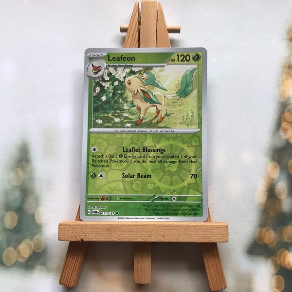 Thẻ hình Pokemon Leafeon 011/167 - Lá bài Scarlet&Violet: Twilight Masquerade Uncommon Reverse Holo tiếng Anh chính hãng