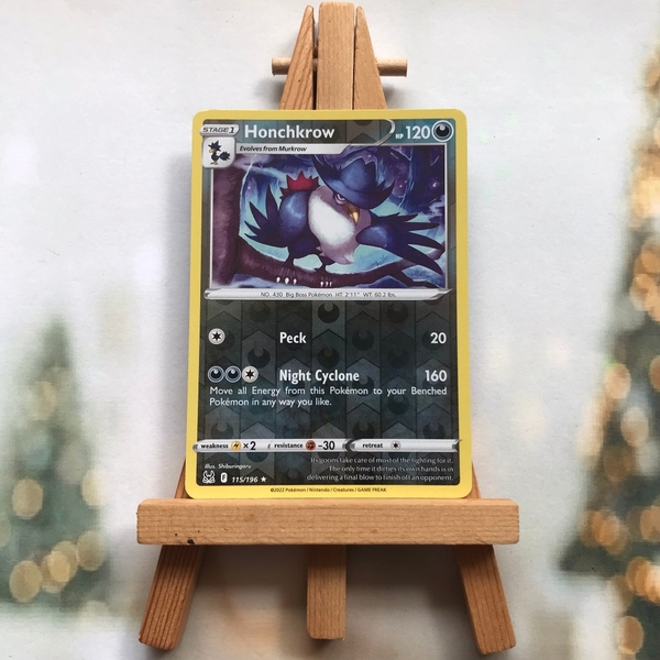 Thẻ hình Pokemon Honchkrow 115/196 - Lá bài lẻ Sword & Shield: Lost Origin Rare Reverse Holo tiếng Anh chính hãng