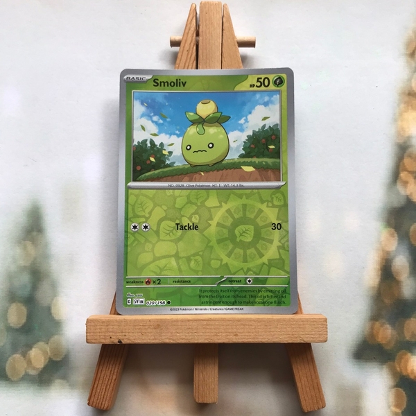 Thẻ hình Pokemon Smoliv 020/198 - Lá bài lẻ Scarlet & Violet Base Set Common Reverse Holo tiếng Anh chính hãng ảnh 2