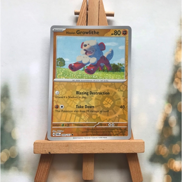 Thẻ hình Pokemon Hisuian Growlithe 099/167 - Lá bài Scarlet&Violet Twilight Masquerade Reverse Holo tiếng Anh chính hãng