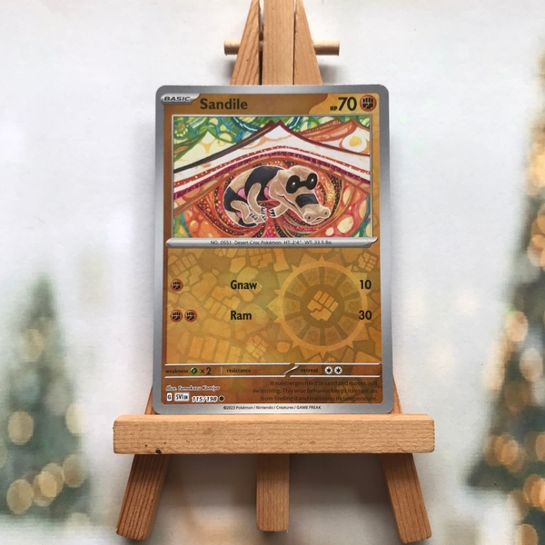 Thẻ hình Pokemon Sandile 115/198 - Lá bài lẻ Scarlet & Violet Base Set Common Reverse Holo tiếng Anh chính hãng