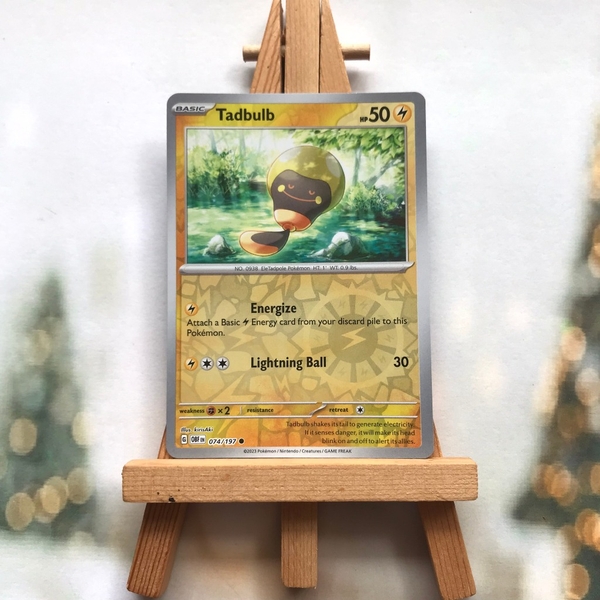 Thẻ hình Pokemon Tadbulb 074/197 - Lá bài lẻ Scarlet & Violet: Obsidian Flames Common Reverse Holo tiếng Anh chính hãng