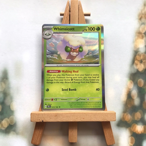 Thẻ hình Pokemon Whimsicott 015/162 - Lá bài Scarlet&Violet Temporal Forces Holo Rare Reverse Holo tiếng Anh chính hãng