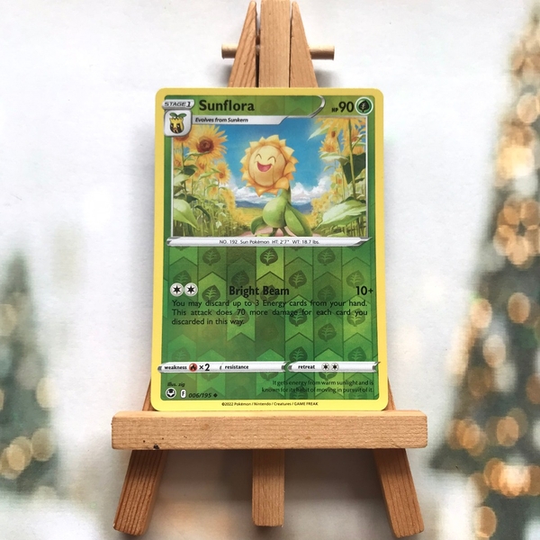 Thẻ hình Pokemon Sunflora 006/195 - Lá bài lẻ Sword & Shield: Silver Tempest Uncommon Reverse Holo tiếng Anh chính hãng