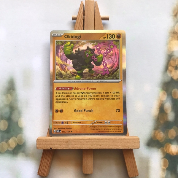 Thẻ hình Pokemon Okidogi 111/167 - Lá bài Scarlet&Violet Twilight Masquerade Holo Rare Reverse Holo tiếng Anh ảnh 4