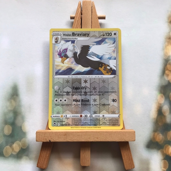 Thẻ hình Pokemon Hisuian Braviary 149/195 - Lá bài Silver Tempest Rare Reverse Holo tiếng Anh ảnh 4