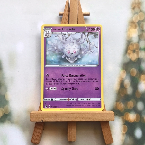 Thẻ hình Pokemon Galarian Cursola 118/264 - Lá bài Sword & Shield: Fusion Strike Rare Reverse Holo tiếng Anh chính hãng ảnh 3