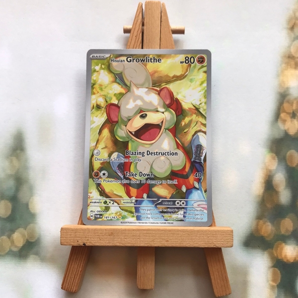 Thẻ Pokemon Hisuian Growlithe 181/167 - Lá bài Scarlet&Violet Twilight Masquerade Illustration Rare tiếng Anh chính hãng
