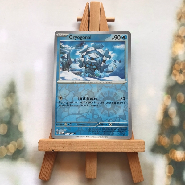 Thẻ hình Pokemon Cryogonal 055/197 - Lá bài lẻ Scarlet & Violet Obsidian Flames Common Reverse Holo tiếng Anh chính hãng