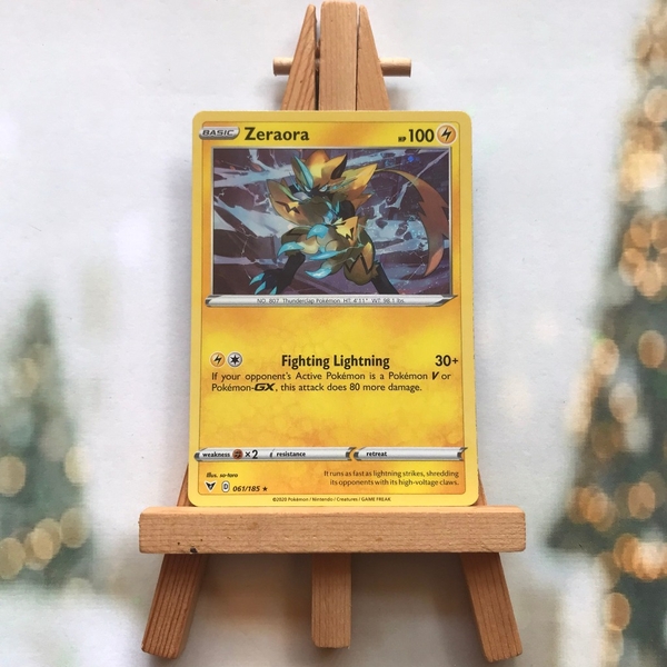 Thẻ hình Pokemon Zeraora 061/185 - Lá bài lẻ Sword & Shield: Vivid Voltage Cosmos Holo Rare tiếng Anh chính hãng ảnh 3