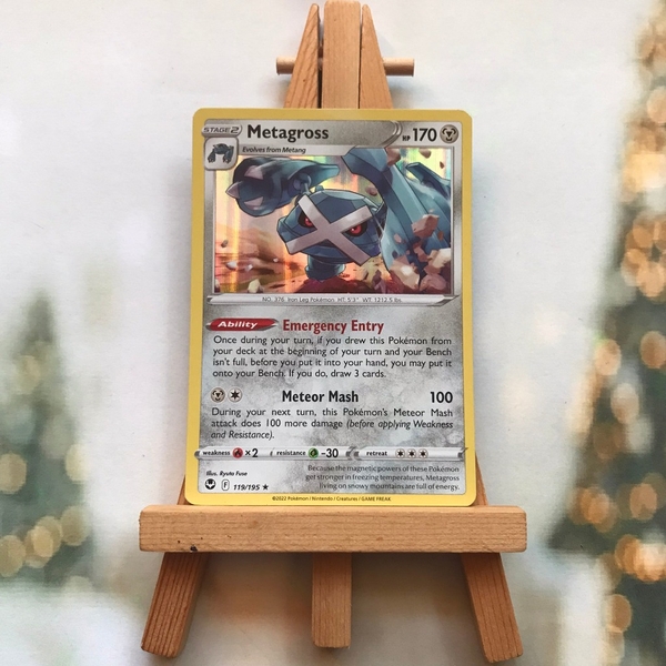 Thẻ hình Pokemon Metagross 119/195 - Lá bài lẻ Sword & Shield Silver Tempest Holo Rare Reverse Holo tiếng Anh chính hãng ảnh 2