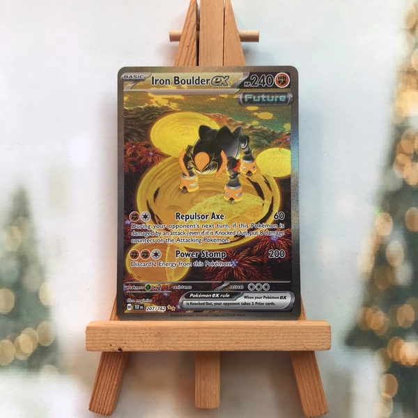 Thẻ hình Pokemon Iron Boulder ex 207/162 - Lá bài lẻ SVE Temporal Forces Special Illustration Rare tiếng Anh chính hãng