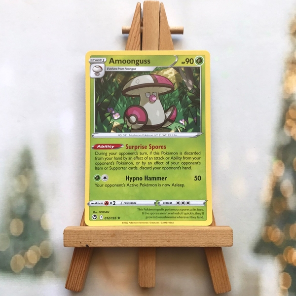 Thẻ hình Pokemon Amoonguss 012/195 - Lá bài lẻ Sword & Shield: Silver Tempest Rare Reverse Holo tiếng Anh chính hãng ảnh 4