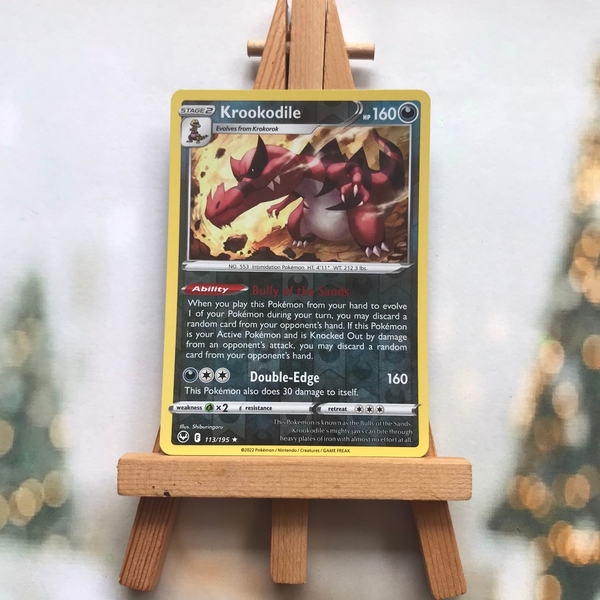 Thẻ hình Pokemon Krookodile 113/195 - Lá bài lẻ Sword&Shield Silver Tempest Holo Rare Reverse Holo tiếng Anh chính hãng ảnh 5