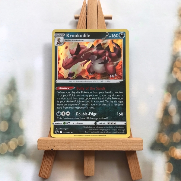 Thẻ hình Pokemon Krookodile 113/195 - Lá bài lẻ Sword&Shield Silver Tempest Holo Rare Reverse Holo tiếng Anh chính hãng ảnh 3