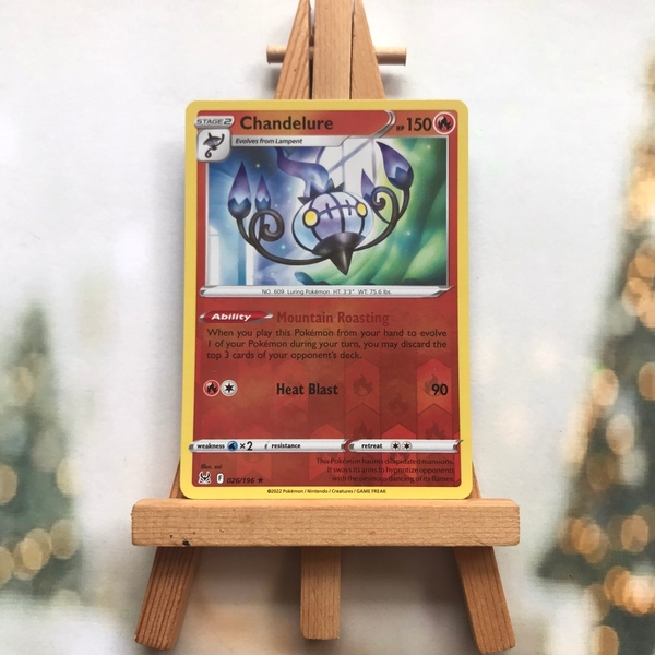Thẻ hình Pokemon Chandelure 026/196 - Lá bài lẻ Sword & Shield: Lost Origin Holo Rare Reverse Holo tiếng Anh chính hãng ảnh 2
