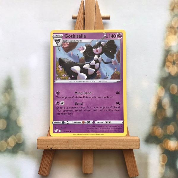 Thẻ hình Pokemon Gothitelle 075/189 - Lá bài lẻ Sword & Shield: Darkness Ablaze Rare Reverse Holo tiếng Anh chính hãng ảnh 2