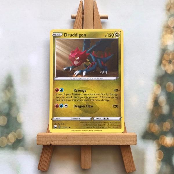 Thẻ hình Pokemon Druddigon 113/172 - Lá bài Brilliant Stars Rare Reverse Holo tiếng Anh chính hãng ảnh 2