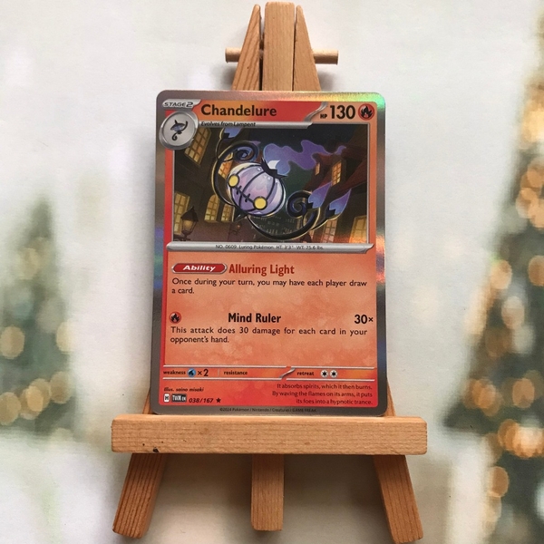 Thẻ hình Pokemon Chandelure 038/167 - Lá bài lẻ SVE Twilight Masquerade Holo Rare Reverse Holo tiếng Anh chính hãng ảnh 4