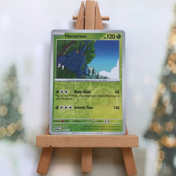 Thẻ hình Pokemon Heracross 008/167 - Lá bài lẻ SVE Twilight Masquerade Uncommon Reverse Holo tiếng Anh chính hãng