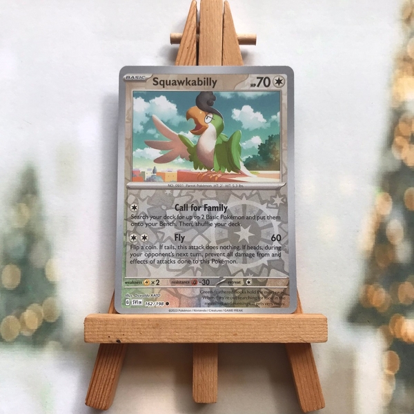 Thẻ hình Pokemon Squawkabilly 162/198 - Lá bài lẻ Scarlet & Violet Base Set Common Reverse Holo tiếng Anh chính hãng
