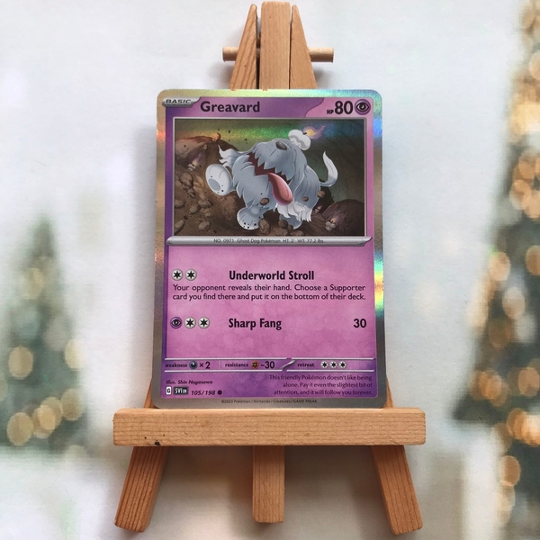 Thẻ hình Pokemon Greavard 105/198 - Lá bài lẻ Scarlet & Violet Base Set Common Reverse Holo Promo tiếng Anh chính hãng ảnh 3