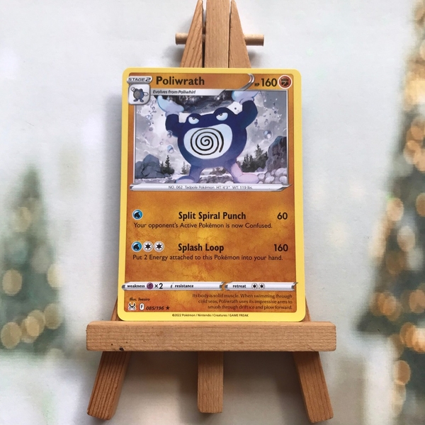 Thẻ hình Pokemon Poliwrath 085/196 - Lá bài lẻ Sword & Shield: Lost Origin Rare Reverse Holo tiếng Anh chính hãng ảnh 2