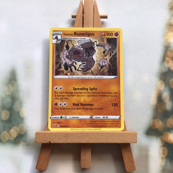 Thẻ hình Pokemon Galarian Runerigus 102/192 - Lá bài lẻ Sword & Shield: Rebel Clash Rare tiếng Anh ảnh 3