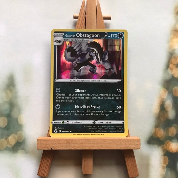 Thẻ hình Pokemon Galarian Obstagoon 161/264 - Lá bài Sword & Shield: Fusion Strike Cosmos Holo Rare tiếng Anh chính hãng ảnh 2