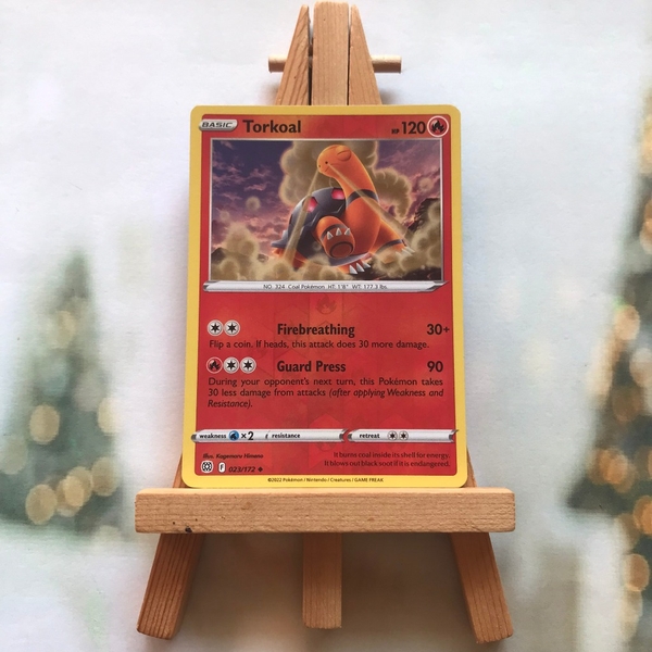 Thẻ hình Pokemon Torkoal 023/172 - Lá bài Sword & Shield: Brilliant Stars Uncommon Reverse Holo tiếng Anh chính hãng