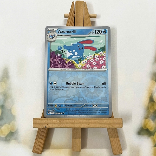 Thẻ hình Pokemon Azumarill 034/142 - Lá bài lẻ Stellar Crown Uncommon Reverse Holo tiếng Anh chính hãng