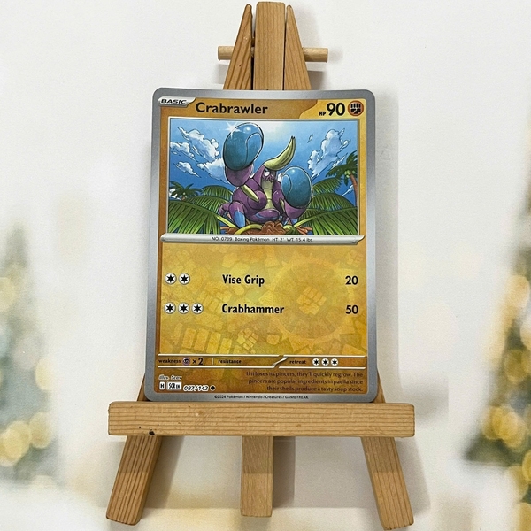 Thẻ hình Pokemon Crabrawler 087/142 - Lá bài lẻ Stellar Crown Common Reverse Holo tiếng Anh chính hãng