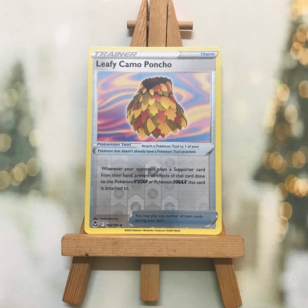 Thẻ Pokemon Leafy Camo Poncho 160/195 - Lá bài Silver Tempest Uncommon Reverse Holo tiếng Anh chính hãng ảnh 4