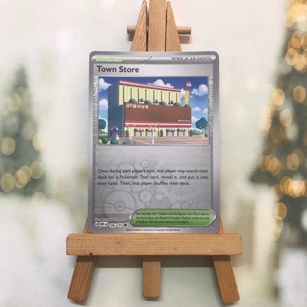 Thẻ hình Pokemon Town Store 196/197 - Lá bài Scarlet & Violet Obsidian Flames Common Reverse Holo tiếng Anh chính hãng ảnh 3