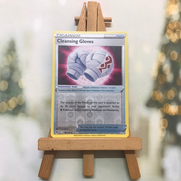 Thẻ Pokemon Cleansing Gloves 136/172 - Lá bài Sword&Shield Brilliant Stars Uncommon Reverse Holo tiếng Anh chính hãng ảnh 2