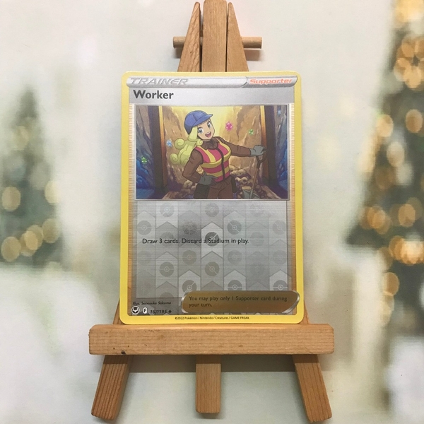 Thẻ hình Pokemon Worker 167/195 - Lá bài Sword & Shield: Silver Tempest Uncommon Reverse Holo tiếng Anh chính hãng ảnh 3