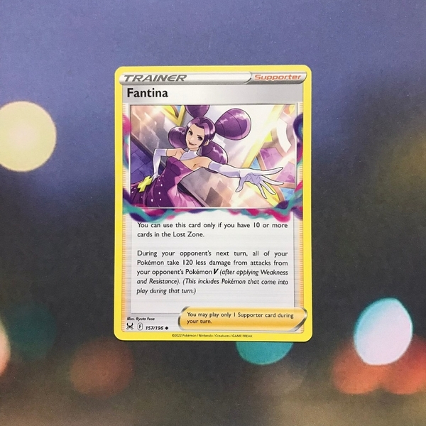 Thẻ hình Pokemon Fantina 157/196 - Lá bài Sword & Shield: Lost Origin Uncommon Reverse Holo tiếng Anh chính hãng