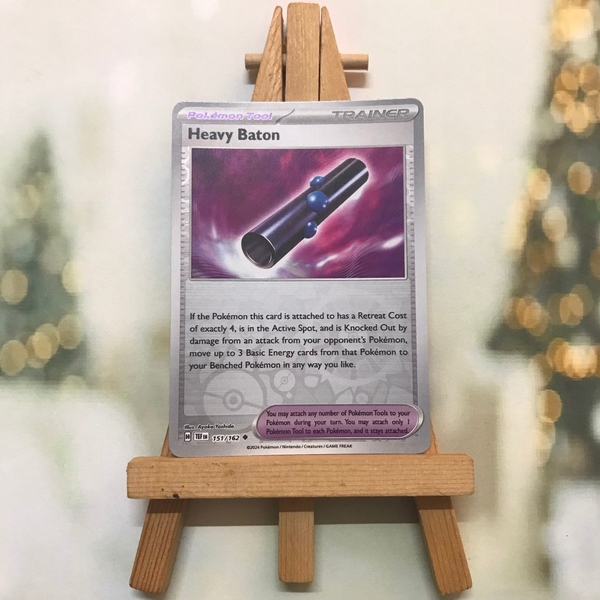 Thẻ hình Pokemon Heavy Baton 151/162 - Lá bài Scarlet&Violet Temporal Forces Uncommon Reverse Holo tiếng Anh chính hãng