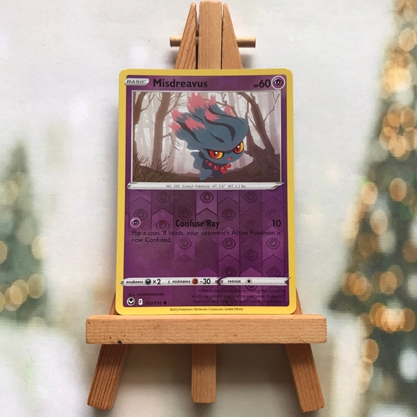 Thẻ hình Pokemon Misdreavus 063/195 - Lá bài Sword & Shield: Silver Tempest Common Reverse Holo tiếng Anh chính hãng