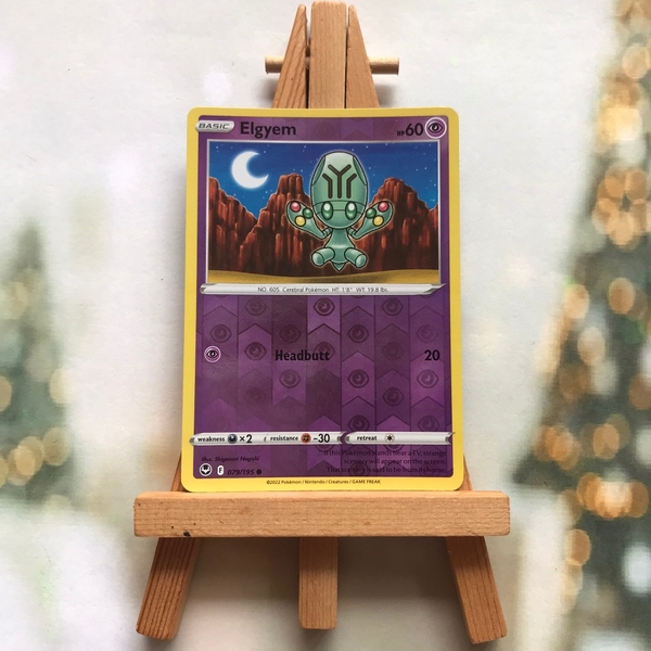 Thẻ hình Pokemon Elgyem 079/195 - Lá bài Sword & Shield: Silver Tempest Common Reverse Holo tiếng Anh chính hãng