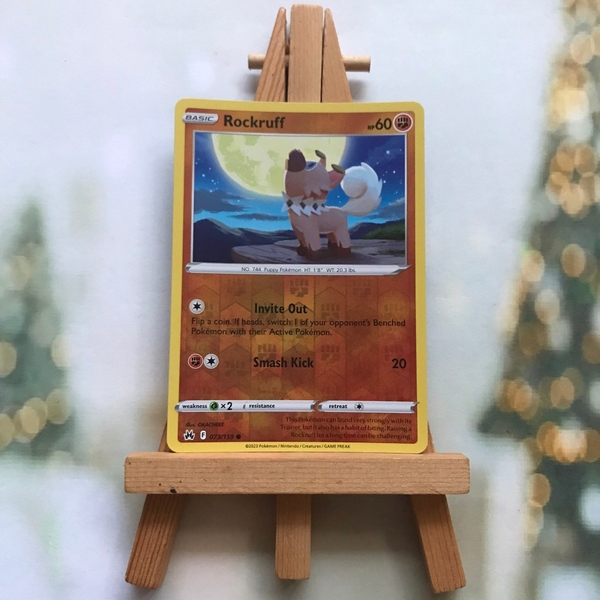 Thẻ hình Pokemon Rockruff 073/159 - Lá bài Sword & Shield: Crown Zenith Common Reverse Holo tiếng Anh chính hãng