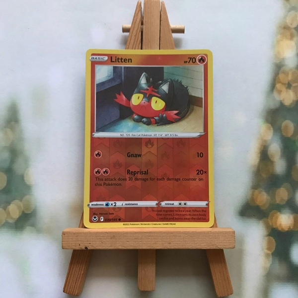 Thẻ hình Pokemon Litten 030/195 - Lá bài Sword & Shield: Silver Tempest Common Reverse Holo tiếng Anh chính hãng