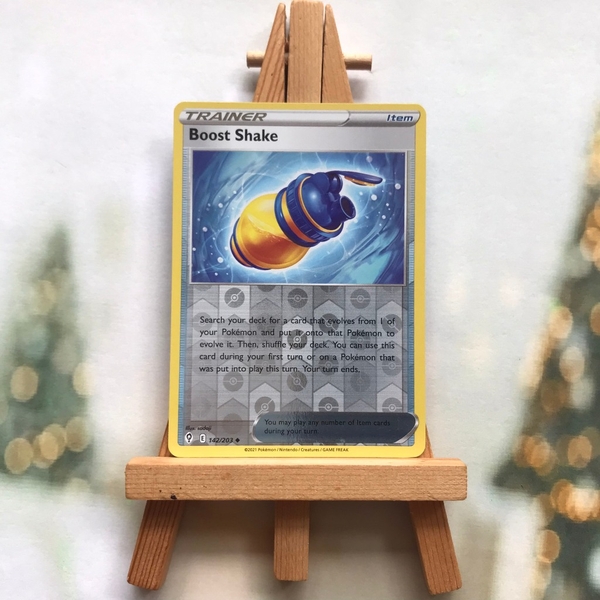 Thẻ hình Pokemon Boost Shake 142/203 - Lá bài lẻ Evolving Skies Uncommon Reverse Holo tiếng Anh chính hãng