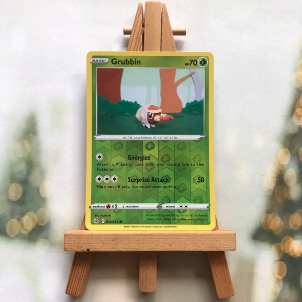 Thẻ hình Pokemon Grubbin 018/264 - Lá bài lẻ Fusion Strike Common Reverse Holo tiếng Anh chính hãng