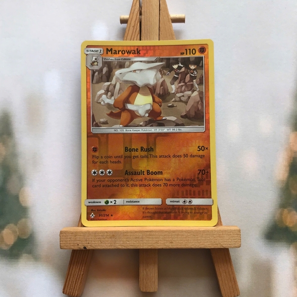 Thẻ hình Pokemon Marowak 91/214 - Lá bài lẻ Unbroken Bonds Rare Reverse Holo tiếng Anh chính hãng
