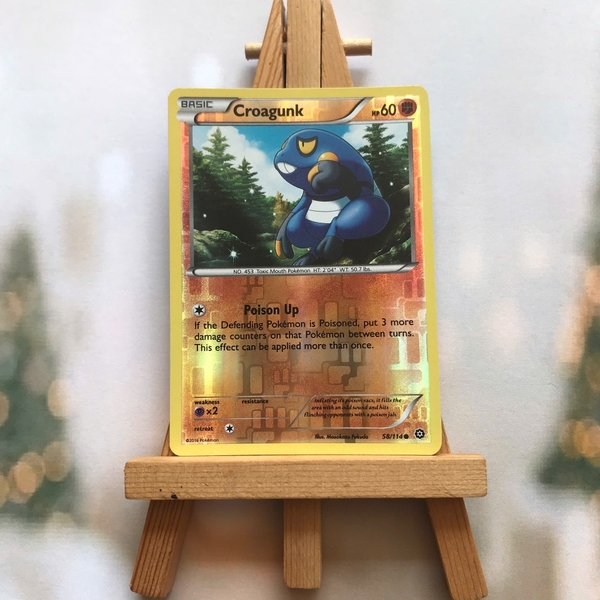Thẻ hình Pokemon Croagunk 58/114 - Lá bài lẻ Steam Siege Common Reverse Holo tiếng Anh chính hãng