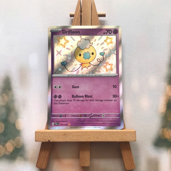 Thẻ hình Pokemon Drifloon 155/091 - Lá bài lẻ Paldean Fates Shiny Rare tiếng Anh chính hãng