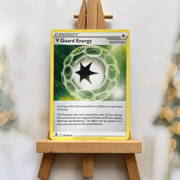 Thẻ hình Pokemon V Guard Energy 169/195 - Lá bài lẻ Silver Tempest Uncommon Reverse Holo tiếng Anh chính hãng ảnh 4